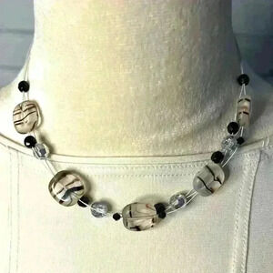 Elegant Black and Silver Beaded Necklace